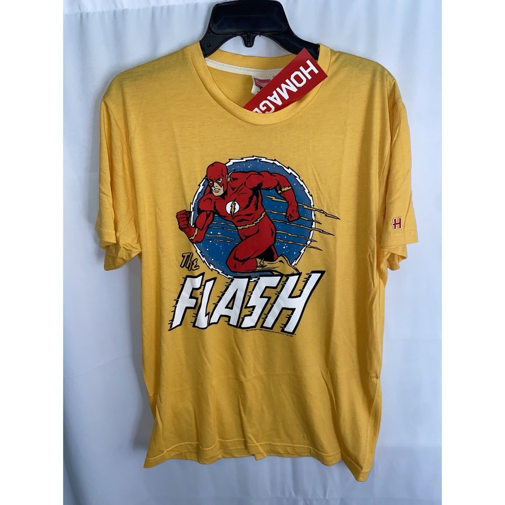 NWT Homage The Flash DC Comics Yellow T Shirt Large